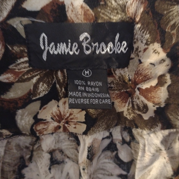 Vintage Jamie Brooke One Piece Romper Women M Dark Brown Floral Functional - Picture 2 of 9